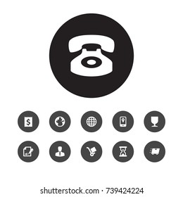 Set Of 11 Systematization Icons Set.Collection Of Dollar, Sandwatch, Globe Elements.