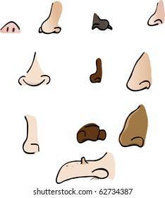 A set of 11 various human nose body parts drawings.