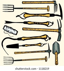 A set of 11 vector illustrations of gardening  tools. Check my portfolio for many more images.