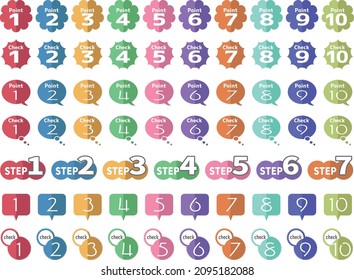 Set of 1-10 numbers. Color number icons