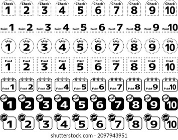 Set of 1-10 numbers. Color number icons