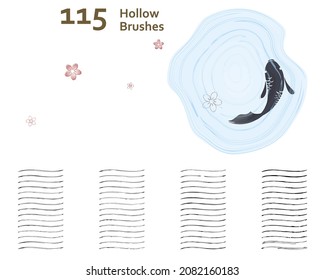 Set of 115 art brushes texture for water ripple effect style and pattern. Created using AI CS6.