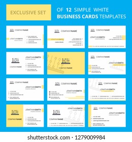 Set of 12 Abacus  Creative Busienss Card Template. Editable Creative logo and Visiting card background