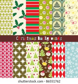 set of 12 abstract Christmas backgrounds