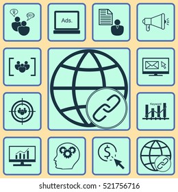 Set Of 12 Advertising Icons. Can Be Used For Web, Mobile, UI And Infographic Design. Includes Elements Such As Creativity, Analytics, Digital And More.