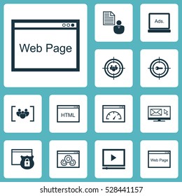 Set Of 12 Advertising Icons. Can Be Used For Web, Mobile, UI And Infographic Design. Includes Elements Such As Questionnaire, Website, Newsletter And More.