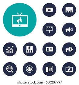 Set Of 12 Advertising Icons Set.Collection Of Ads, Group, Market And Other Elements.