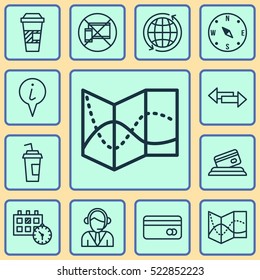 Set Of 12 Airport Icons. Can Be Used For Web, Mobile, UI And Infographic Design. Includes Elements Such As Direction, No, Operator And More.