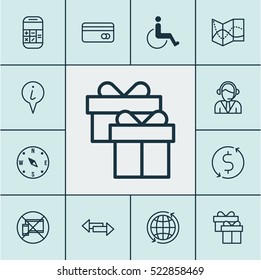 Set Of 12 Airport Icons. Can Be Used For Web, Mobile, UI And Infographic Design. Includes Elements Such As Accessibility, Mobile, Transfer And More.