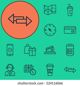 Set Of 12 Airport Icons. Can Be Used For Web, Mobile, UI And Infographic Design. Includes Elements Such As Drink, Appointment, Map And More.