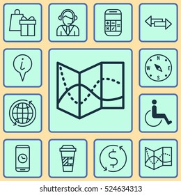 Set Of 12 Airport Icons. Can Be Used For Web, Mobile, UI And Infographic Design. Includes Elements Such As Calculation, Phone, Exchange And More.