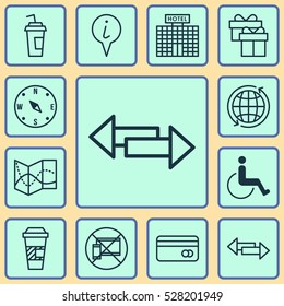 Set Of 12 Airport Icons. Can Be Used For Web, Mobile, UI And Infographic Design. Includes Elements Such As Accessibility, Present, Resort Development And More.