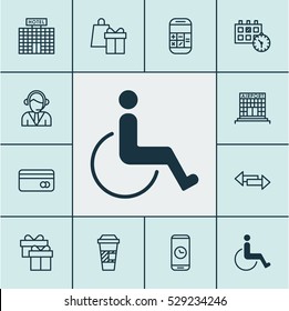 Set Of 12 Airport Icons. Can Be Used For Web, Mobile, UI And Infographic Design. Includes Elements Such As Operator, Accessibility, Airfield Manufacture And More.