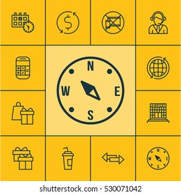 Set Of 12 Airport Icons. Can Be Used For Web, Mobile, UI And Infographic Design. Includes Elements Such As Operator, Calculation, Appointment And More.