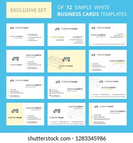 Set of 12 Ambulance Creative Busienss Card Template. Editable Creative logo and Visiting card background