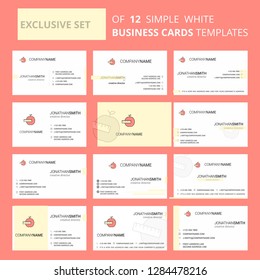 Set of 12 Apple Creative Busienss Card Template. Editable Creative logo and Visiting card background
