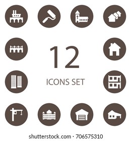 Set Of 12 Architecture Icons Set.Collection Of Modern, Lifting, Domicile And Other Elements.