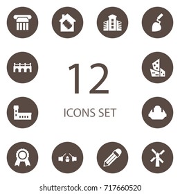 Set Of 12 Architecture Icons Set.Collection Of Award, Office, Temple And Other Elements.