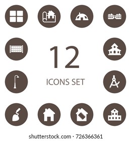 Set Of 12 Architecture Icons Set.Collection Of Measurement, Style, Residential And Other Elements.