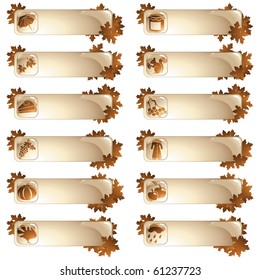 Set of 12 autumnal labels (eps10); jpg version also available