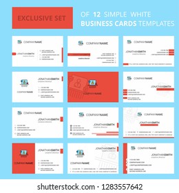 Set of 12 Avatar Creative Busienss Card Template. Editable Creative logo and Visiting card background