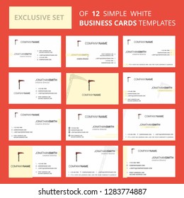 Set of 12 Axe  Creative Busienss Card Template. Editable Creative logo and Visiting card background