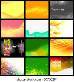 set of 12 backgrounds, vector  without gradient