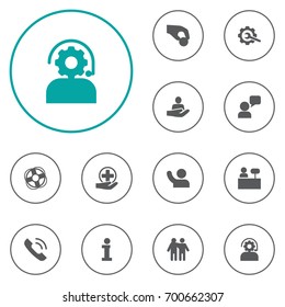 Set Of 12 Backing Icons Set.Collection Of Assistant, Call, First-Aid And Other Elements.