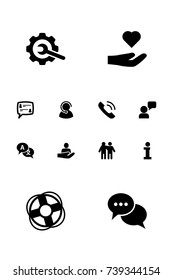 Set Of 12 Backing Icons Set.Collection Of Talk, Call, Support And Other Elements.