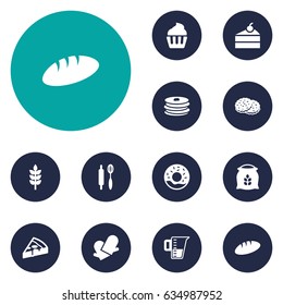 Set Of 12 Bakery Icons Set.Collection Of Loaf, Shortcake, Sweetmeat And Other Elements.