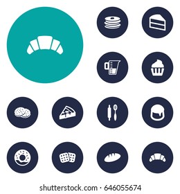 Set Of 12 Bakery Icons Set.Collection Of Wafer, Muffin, Dessert And Other Elements.