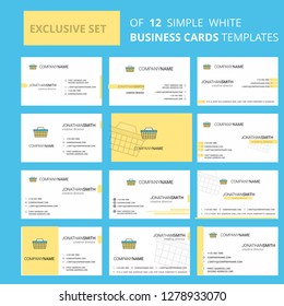 Set of 12 Basket Creative Busienss Card Template. Editable Creative logo and Visiting card background