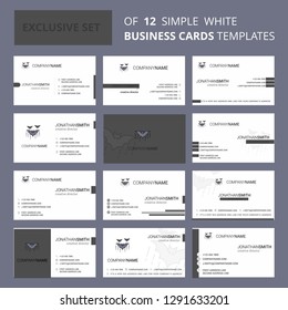 Set of 12 Bat Creative Busienss Card Template. Editable Creative logo and Visiting card background