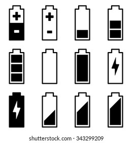 Set of 12 Battery Icons