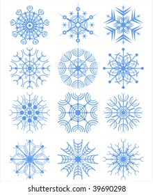 conjunto de 12 hermosos copos de nieve