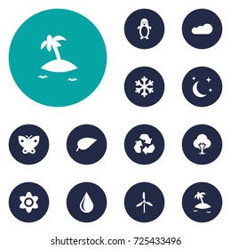 Set Of 12 Bio Icons Set.Collection Of Blob, Bloom, Foliage And Other Elements.