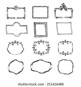Set of 12   black and hand drawn frames.vector background