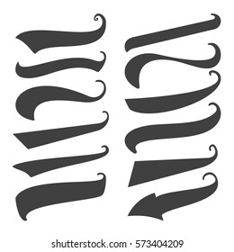 Set of 12 Black Swoops, Swishes, Swashes  and Waves  for print, web design and more. Vector.  Isolated
