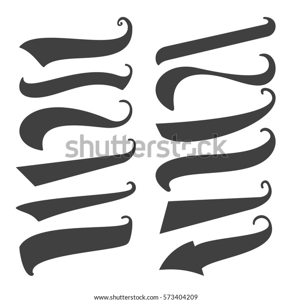Set 12 Black Swoops Swishes Swashes Stock Vector (Royalty Free) 573404209