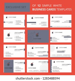 Set of 12 Bomb Creative Busienss Card Template. Editable Creative logo and Visiting card background