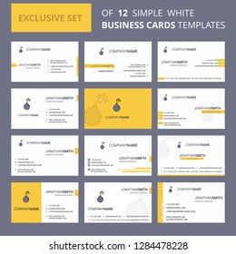 Set of 12 Bomb Creative Busienss Card Template. Editable Creative logo and Visiting card background