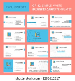 Set of 12 Book and pencil Creative Busienss Card Template. Editable Creative logo and Visiting card background