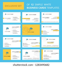 Set of 12 Brain circuit  Creative Busienss Card Template. Editable Creative logo and Visiting card background
