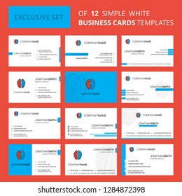 Set of 12 Brain  Creative Busienss Card Template. Editable Creative logo and Visiting card background