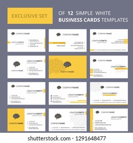 Set of 12 Brain Creative Busienss Card Template. Editable Creative logo and Visiting card background