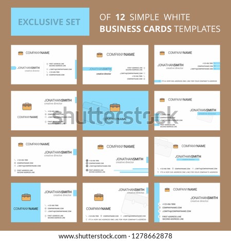 Set of 12 Breifcase Creative Busienss Card Template. Editable Creative logo and Visiting card background