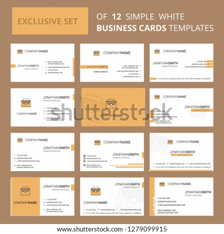Set of 12 Breifcase Creative Busienss Card Template. Editable Creative logo and Visiting card background