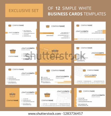 Set of 12 Breifcase  Creative Busienss Card Template. Editable Creative logo and Visiting card background