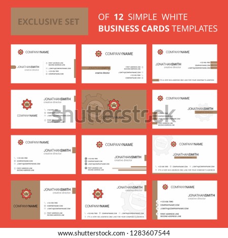 Set of 12 Breifcase setting  Creative Busienss Card Template. Editable Creative logo and Visiting card background