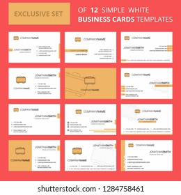 Set of 12 Briefcase Creative Busienss Card Template. Editable Creative logo and Visiting card background